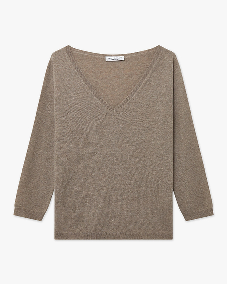 Women's Stresa V-Neck Sweater - Taupe Cashmere