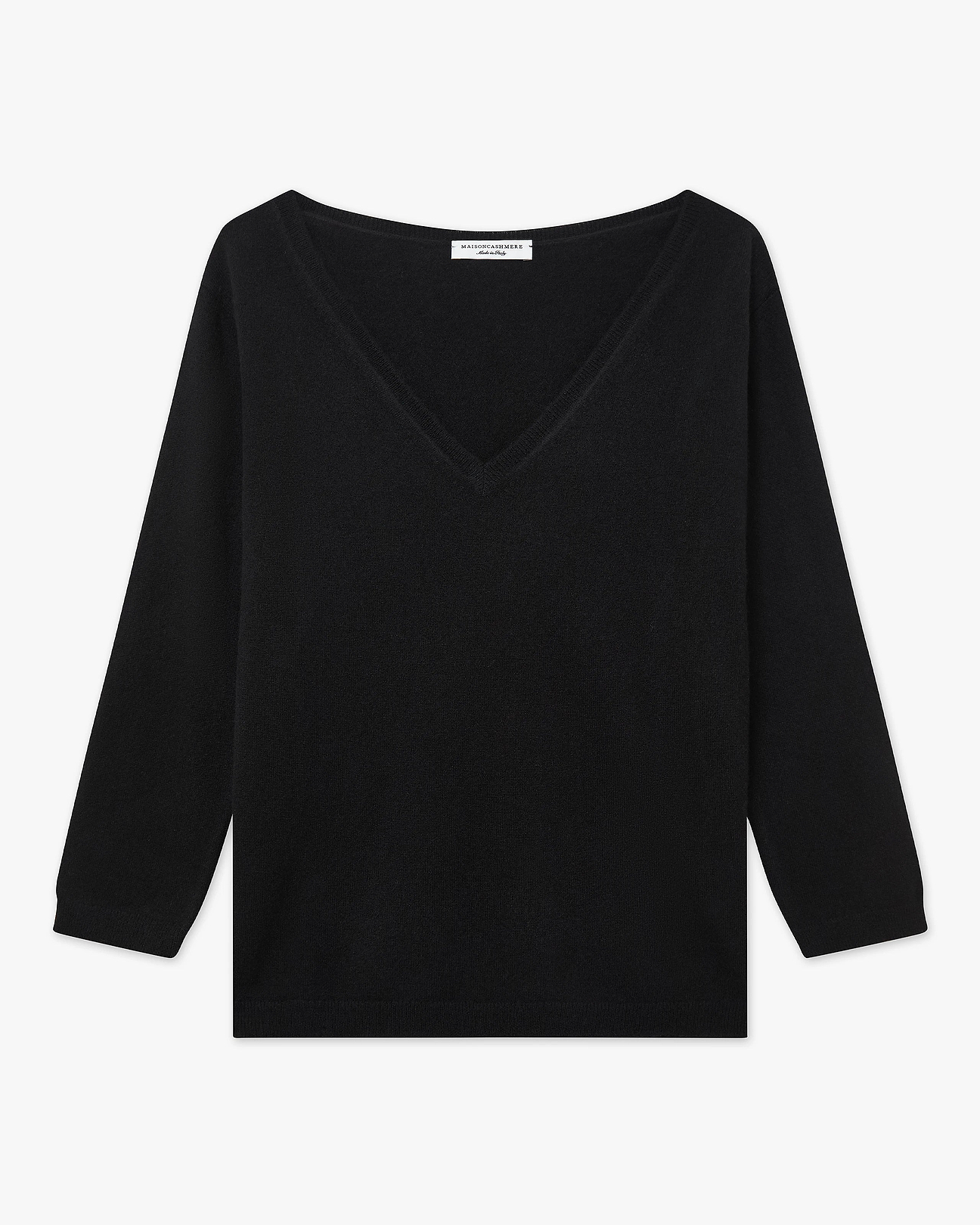 Women's Stresa Cashmere V-Neck Sweater - Black | MaisonCashmere