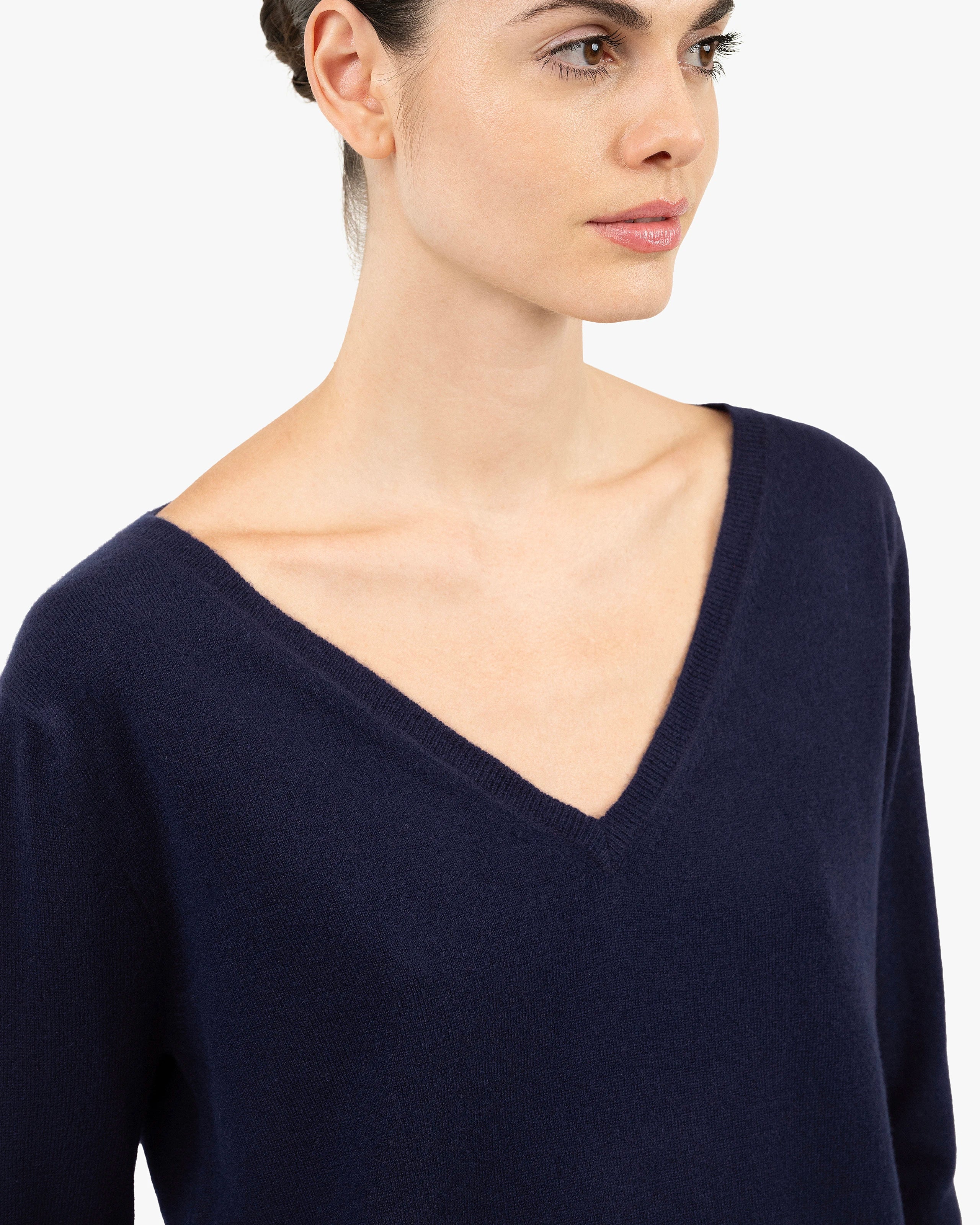 Women's Stresa V-Neck Sweater - Blue Cashmere