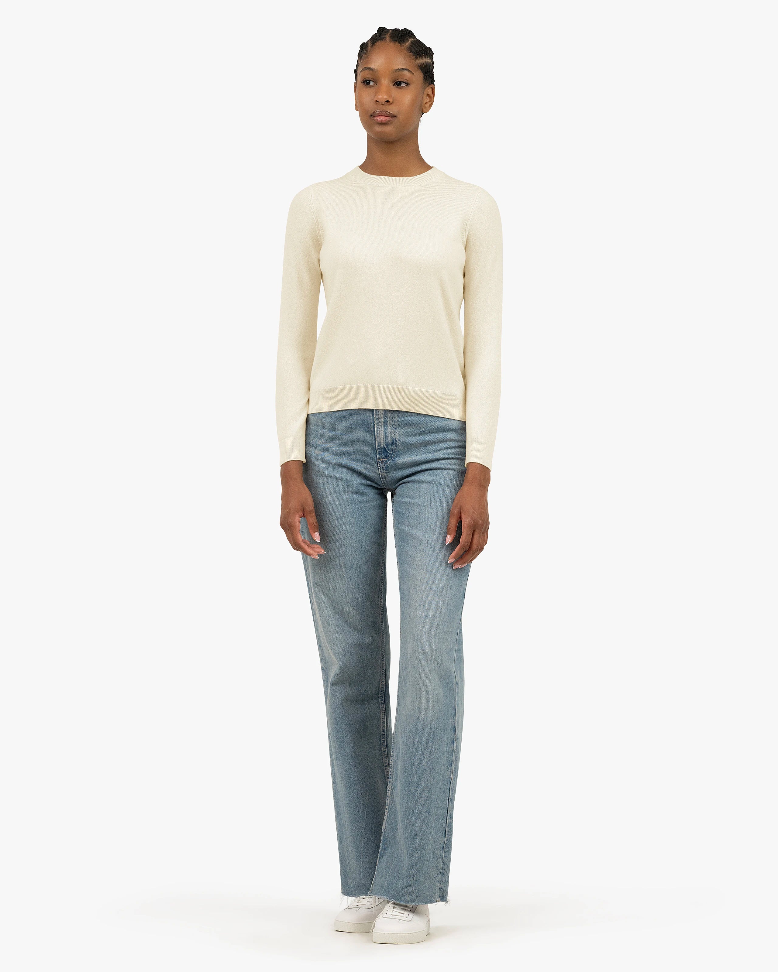 Women's Tribeca Crew Neck Sweater - White Cashmere