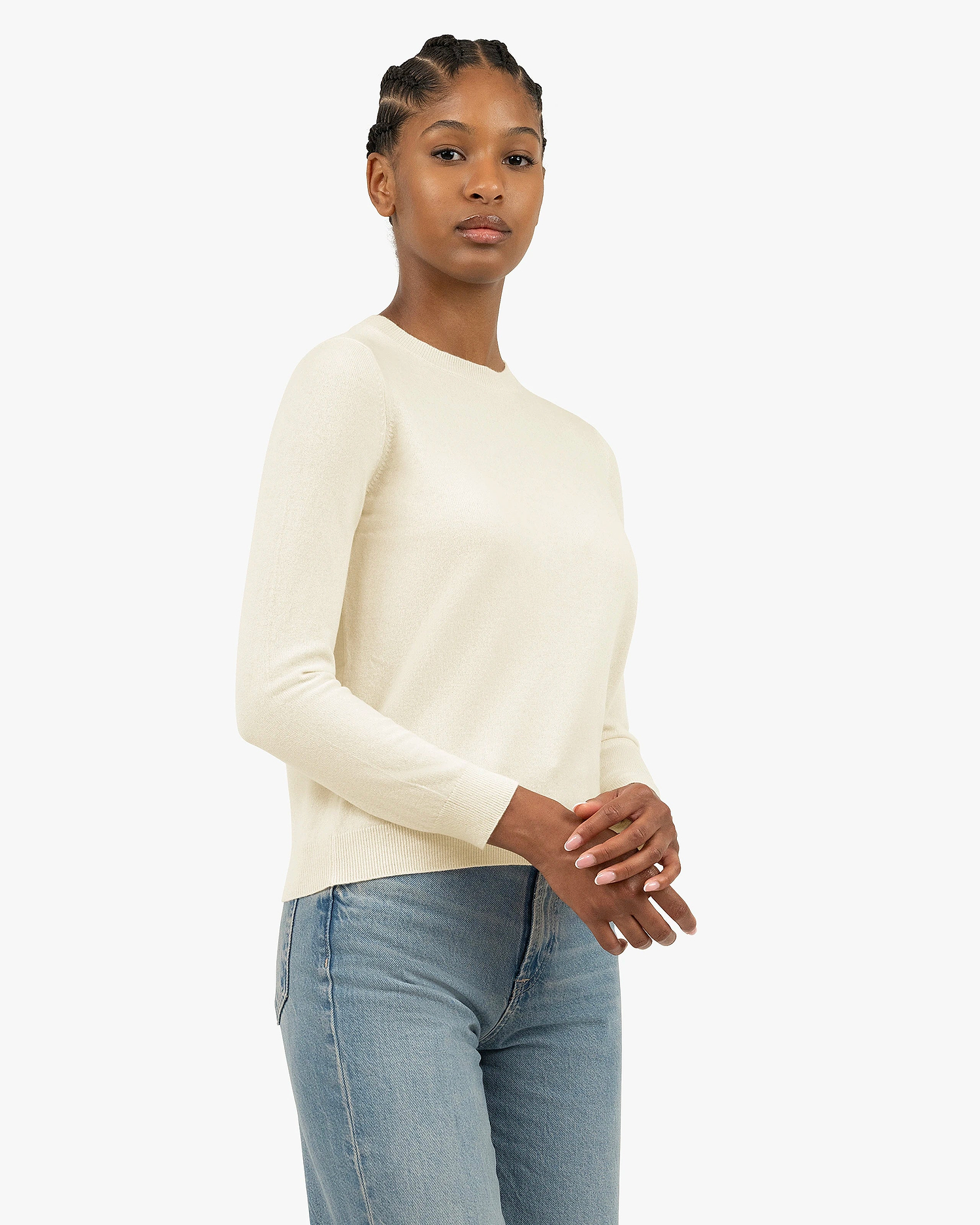 Women's Tribeca Crew Neck Sweater - White Cashmere