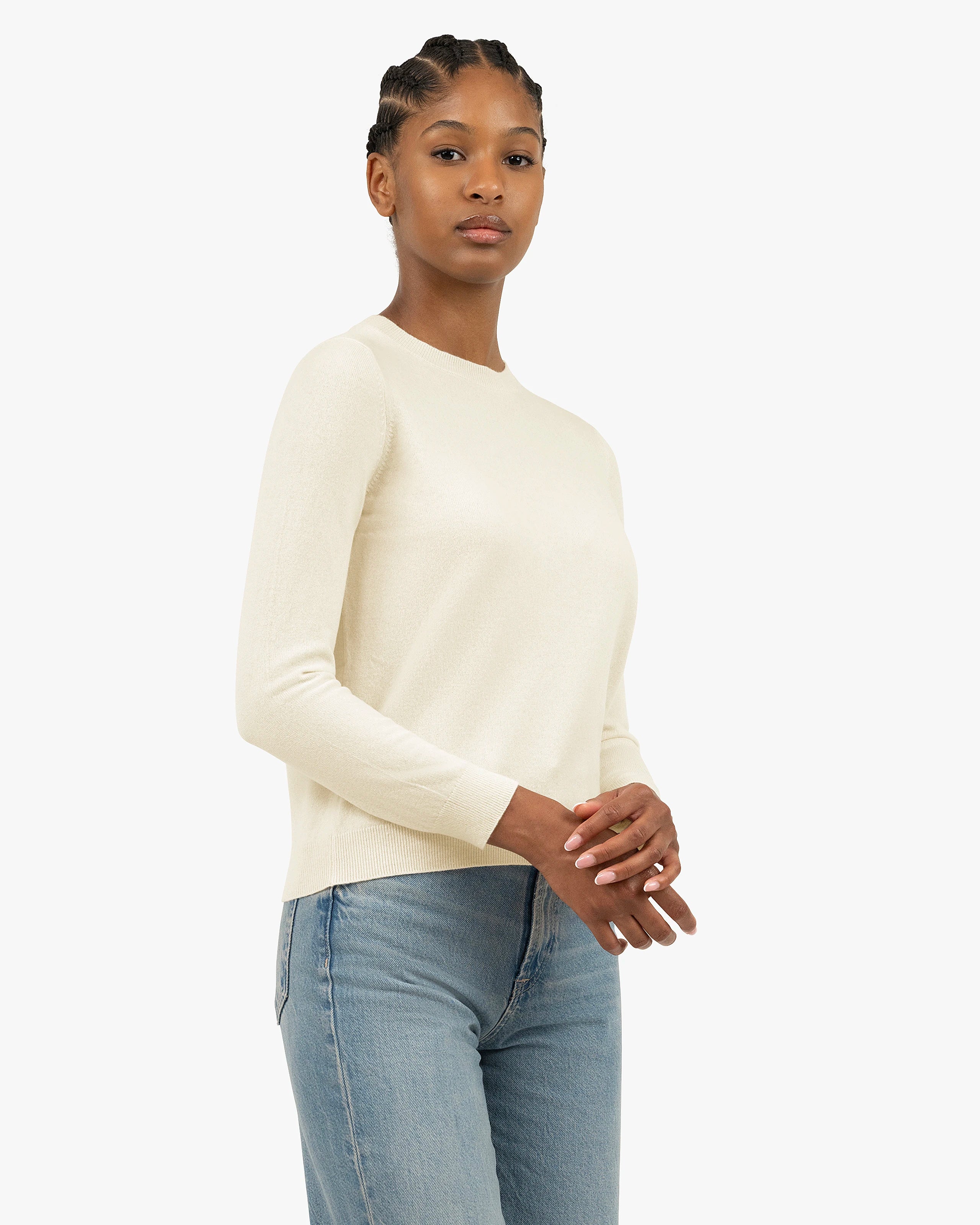 Women's Tribeca Crew Neck Sweater - White Cashmere