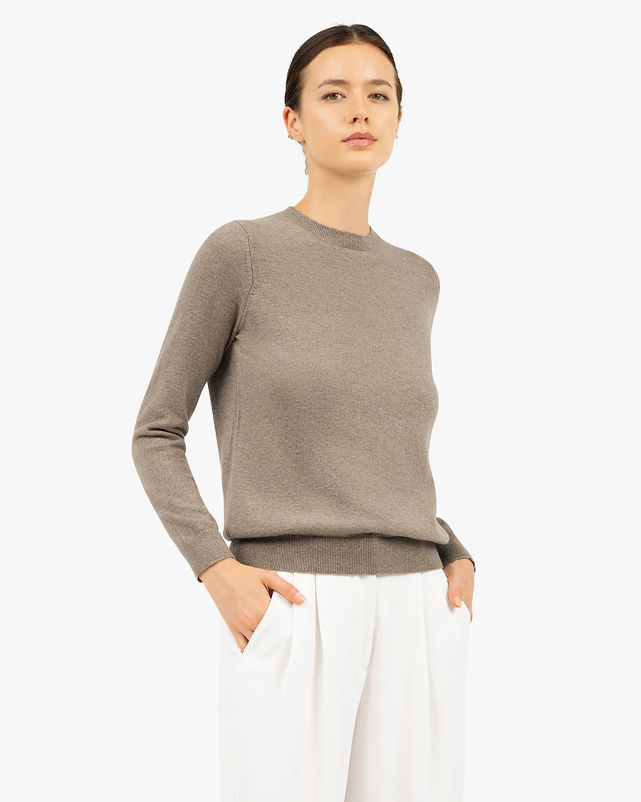 Women's Tribeca Crew Neck Sweater - Taupe Cashmere