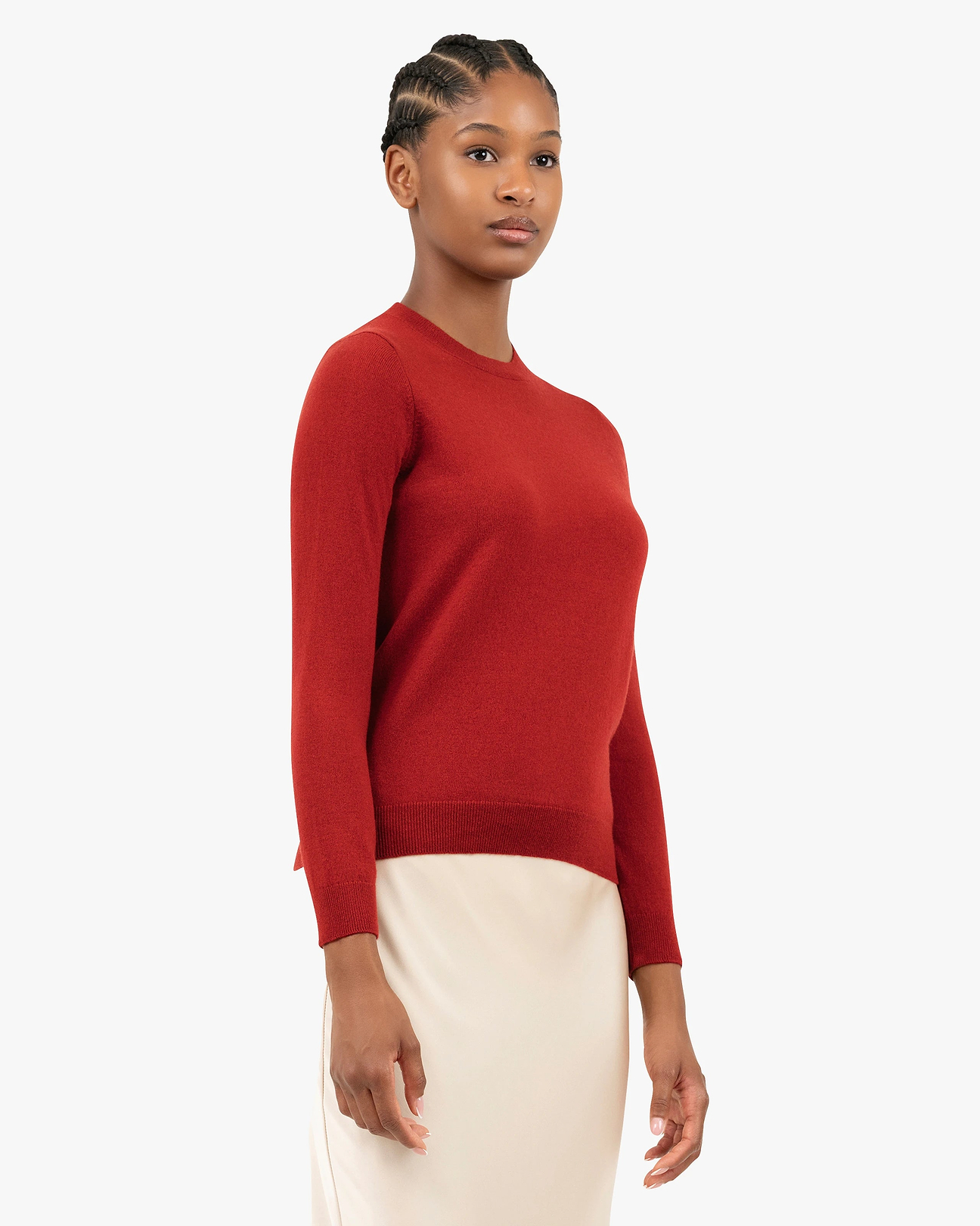 Women's Tribeca Cashmere Crew Neck Sweater - Red | MaisonCashmere