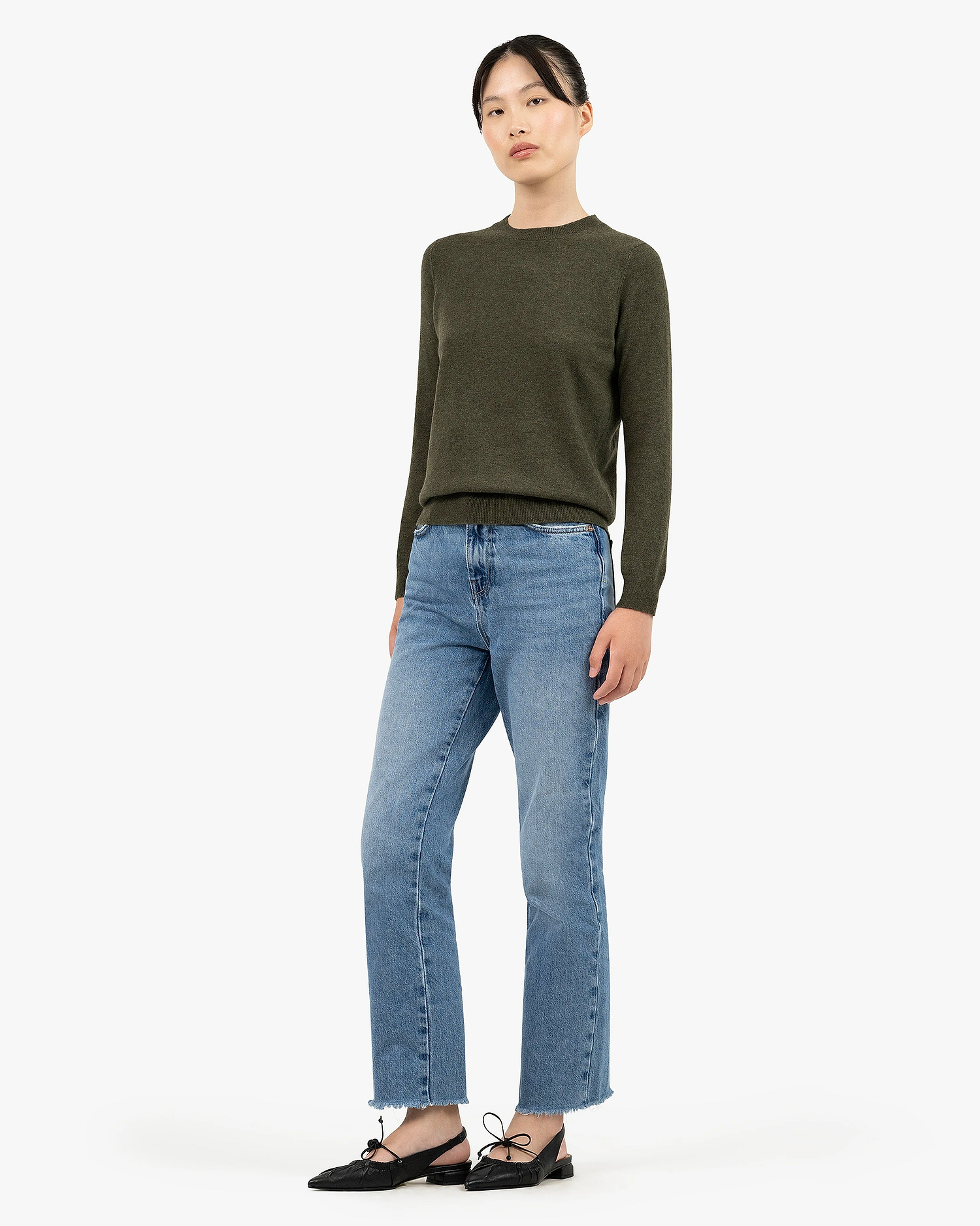 Women's Tribeca Crew Neck Sweater - Green Cashmere