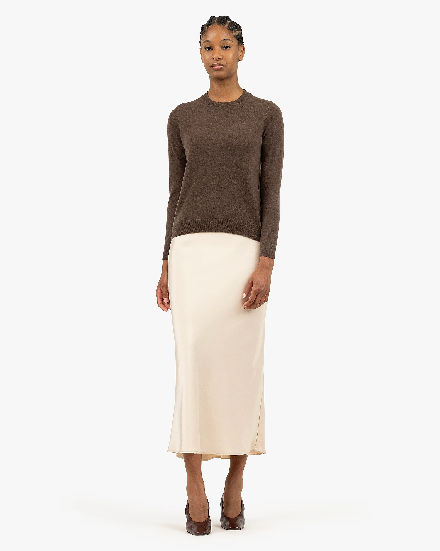Women's Tribeca Crew Neck Sweater - Brown Cashmere