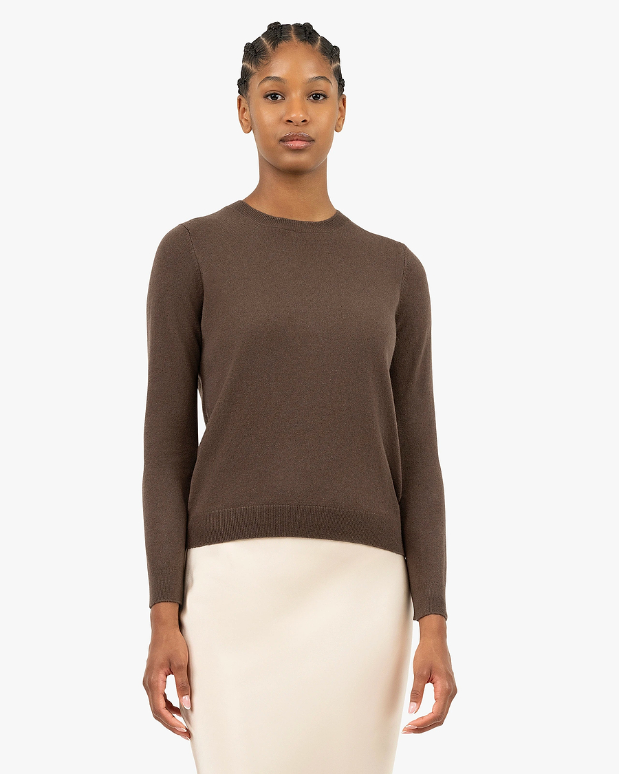 Women's Tribeca Crew Neck Sweater - Brown Cashmere