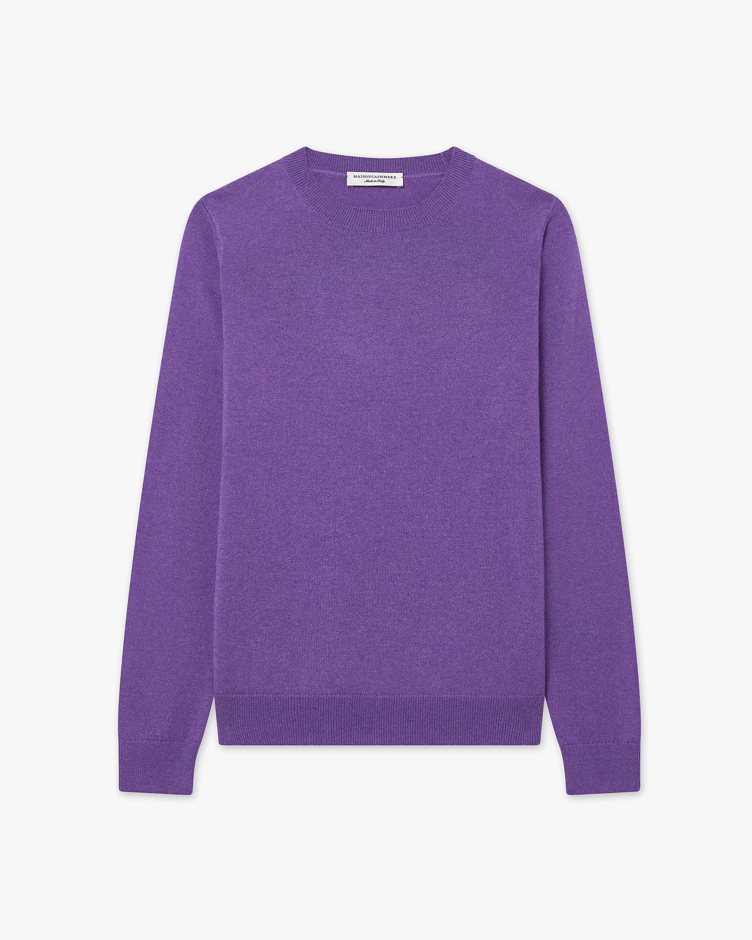 Women's Tribeca Cashmere Crew Neck Sweater - Purple | MaisonCashmere