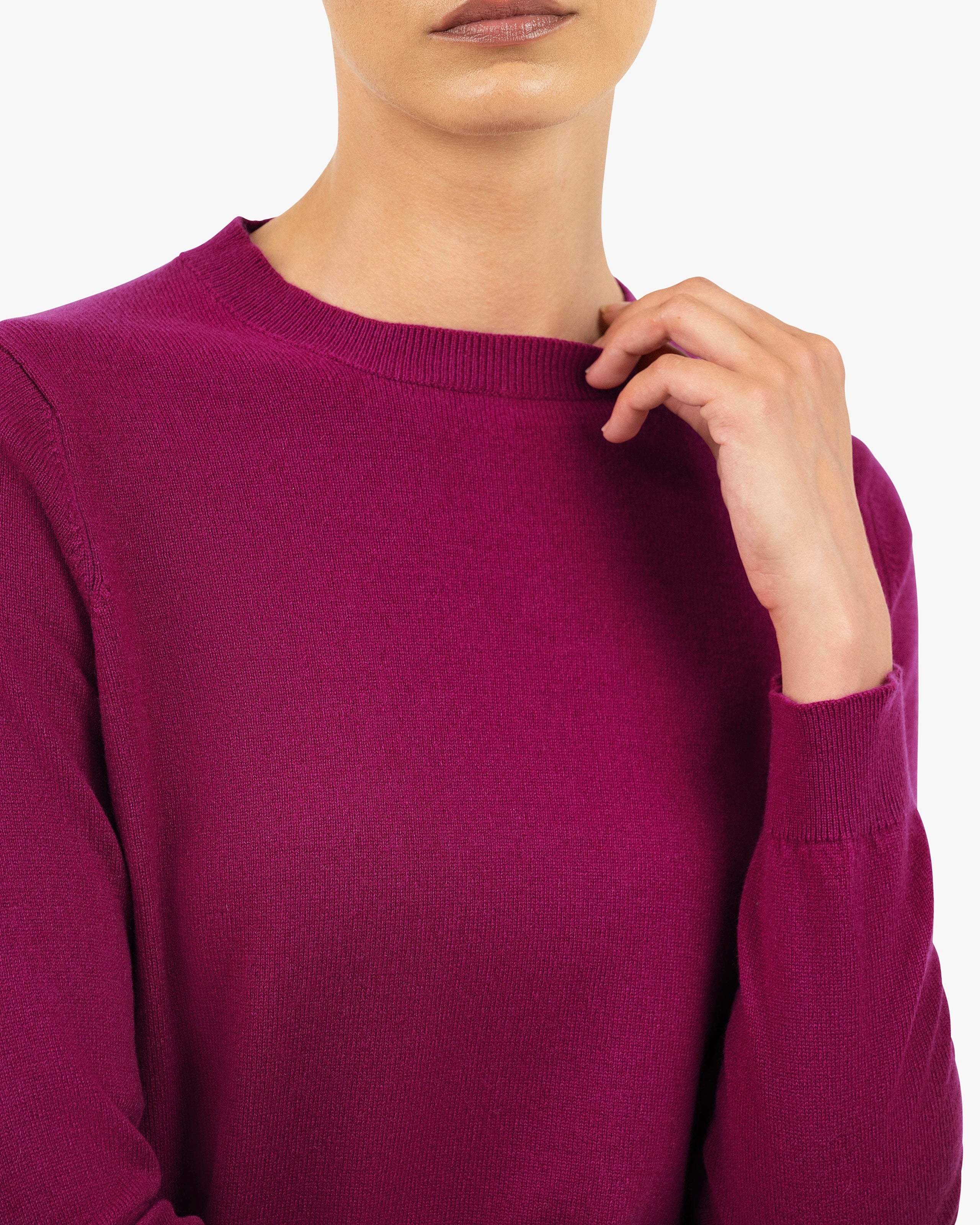 Women's Tribeca Crew Neck Sweater - Magenta Cashmere
