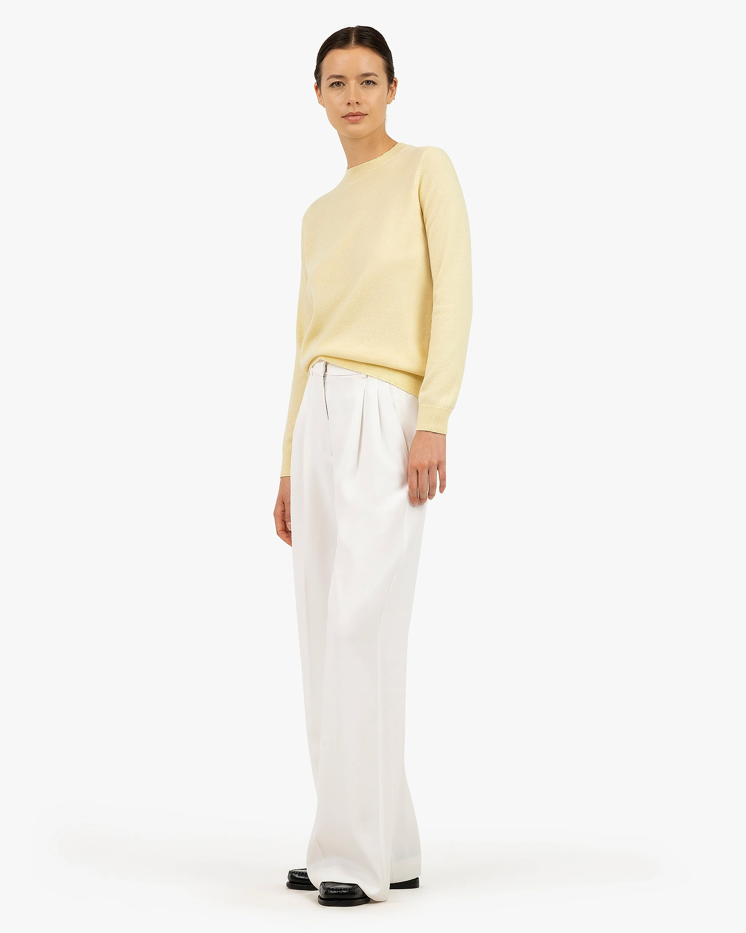 Women's Tribeca Crew Neck Sweater - Yellow Cashmere