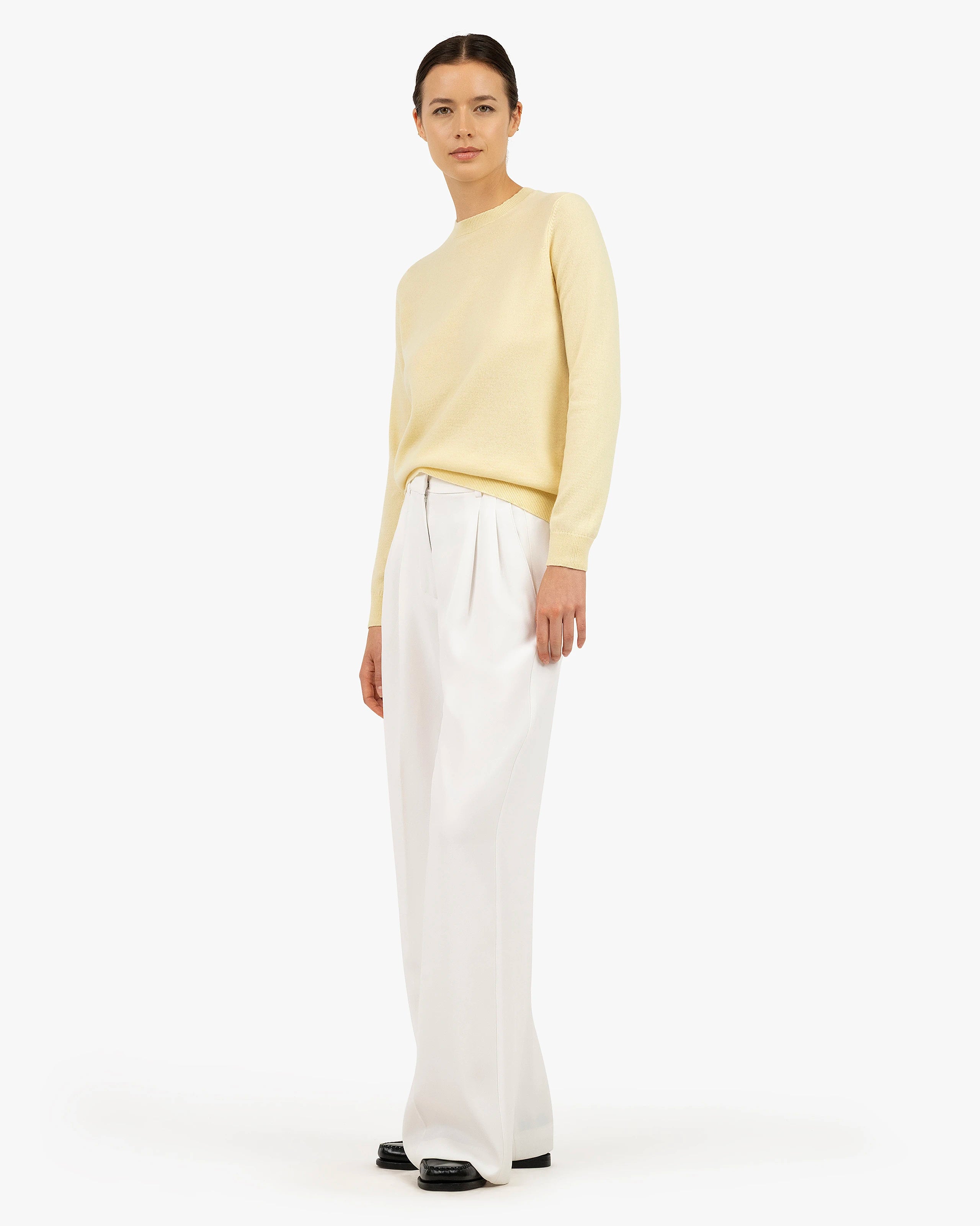 Women's Tribeca Crew Neck Sweater - Yellow Cashmere
