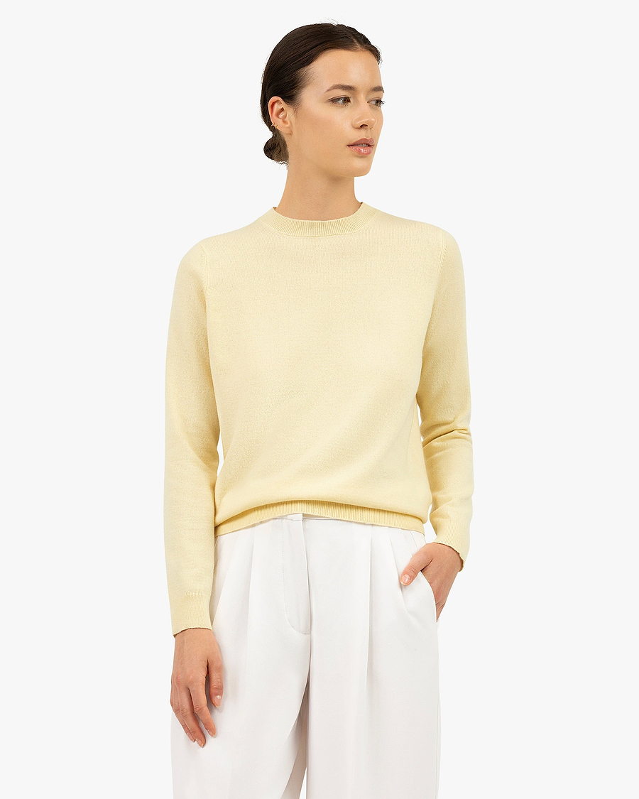 Women's Tribeca Crew Neck Sweater - Yellow Cashmere