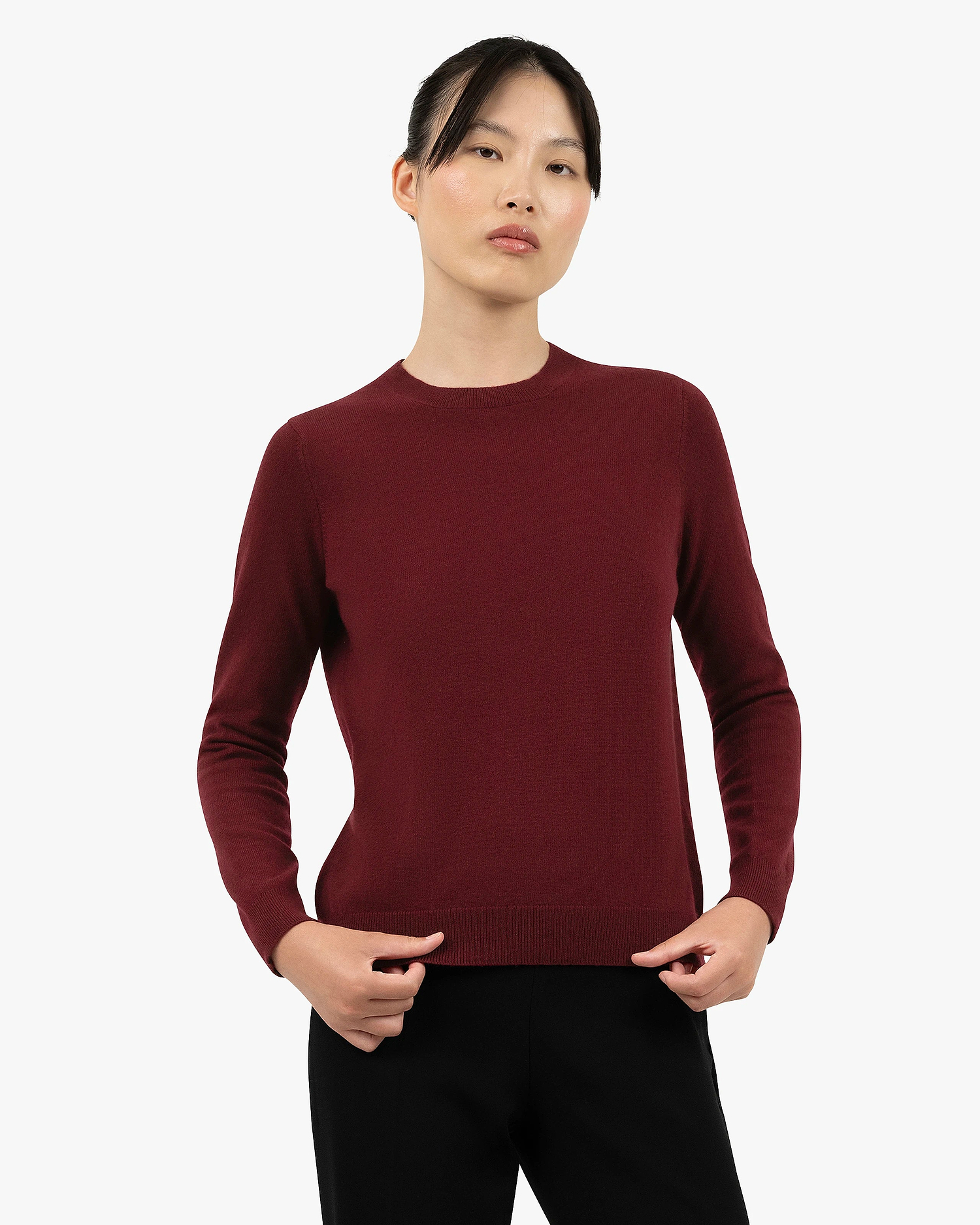 Women's Tribeca Crew Neck Sweater - Bordeaux Cashmere