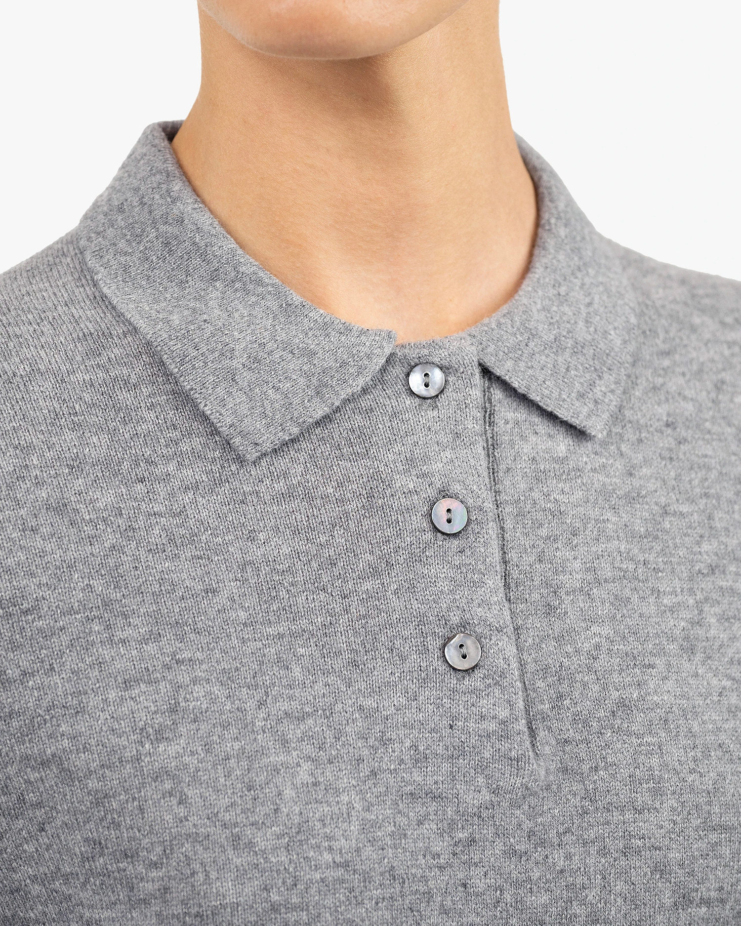 Women's Tribeca Polo Sweater - Medium Grey Cashmere