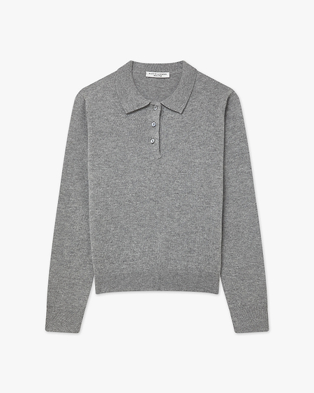 Women's Tribeca Polo Sweater - Medium Grey Cashmere