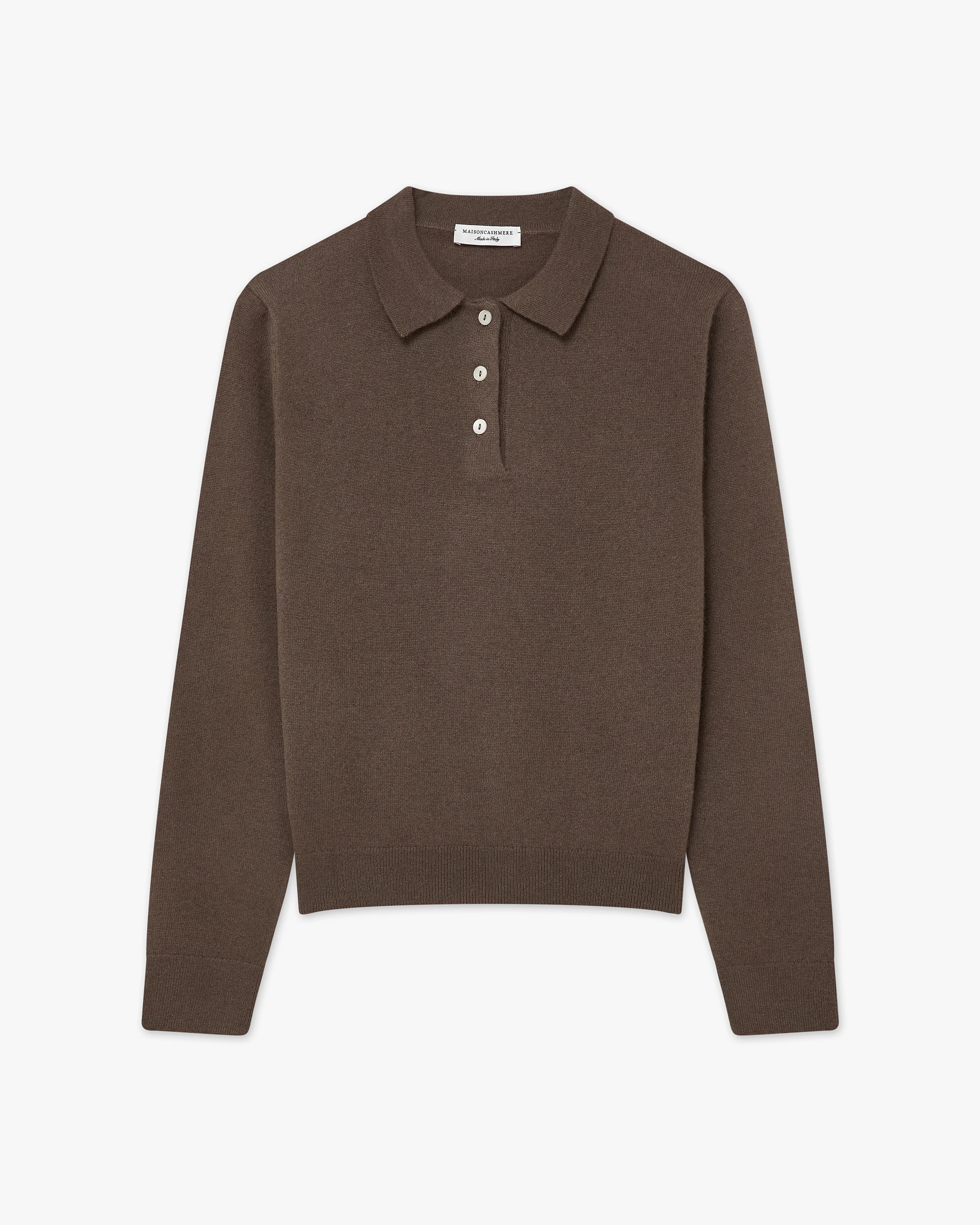 Women's Tribeca Cashmere Polo Sweater - Brown | MaisonCashmere
