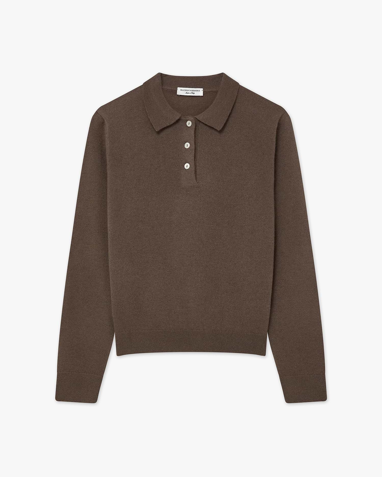 Women's Tribeca Cashmere Polo Sweater - Brown | MaisonCashmere Women's Tribeca Cashmere Polo Sweater - Brown | MaisonCashmere