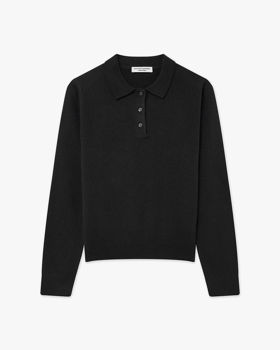 Women's Tribeca Polo Sweater - Black Cashmere