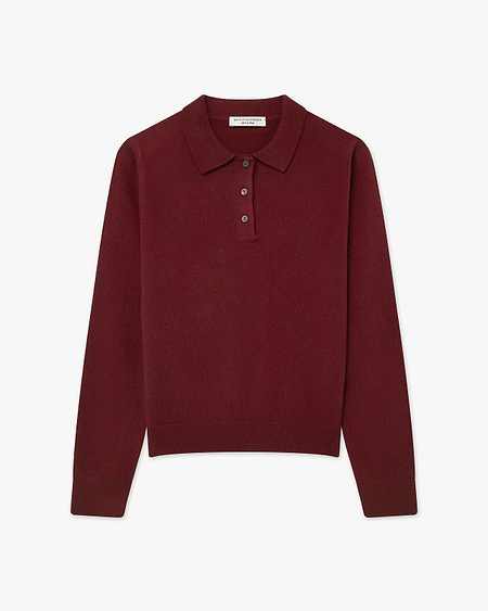 Women's Tribeca Polo Sweater - Bordeaux Cashmere