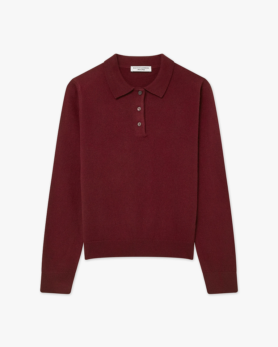 Women's Tribeca Polo Sweater - Bordeaux Cashmere