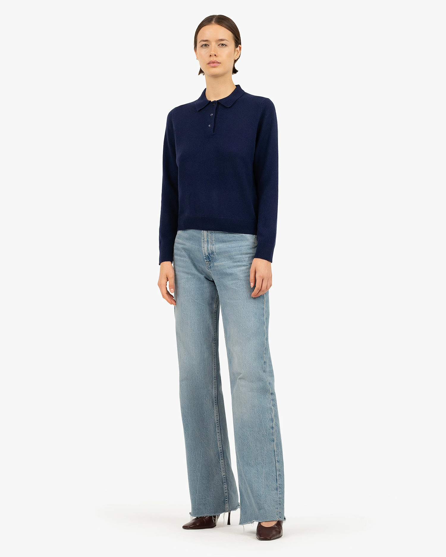 Women's Tribeca Polo Sweater - Blue Cashmere