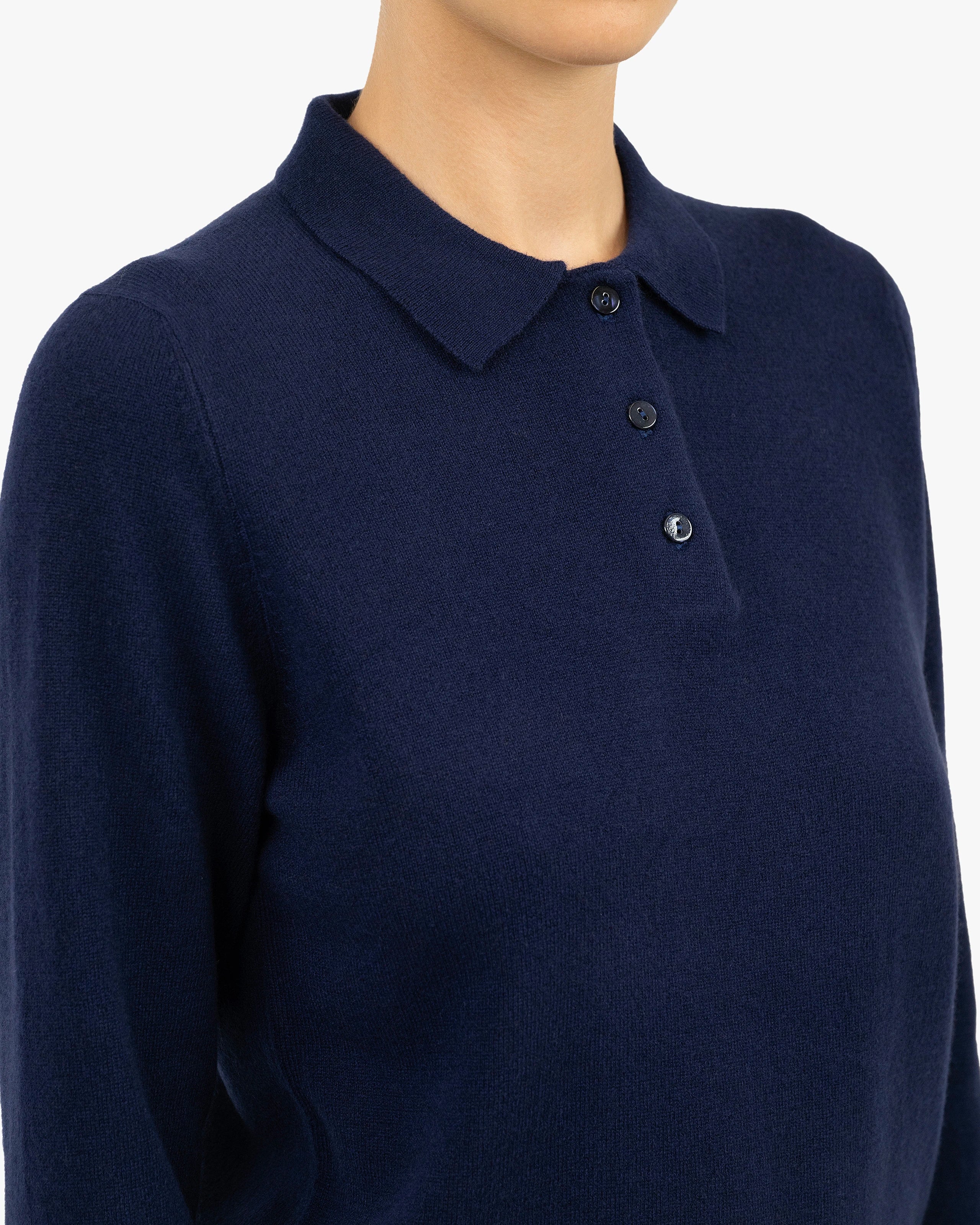 Women's Tribeca Polo Sweater - Blue Cashmere