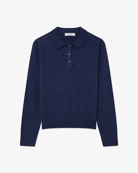 Women's Tribeca Polo Sweater - Blue Cashmere