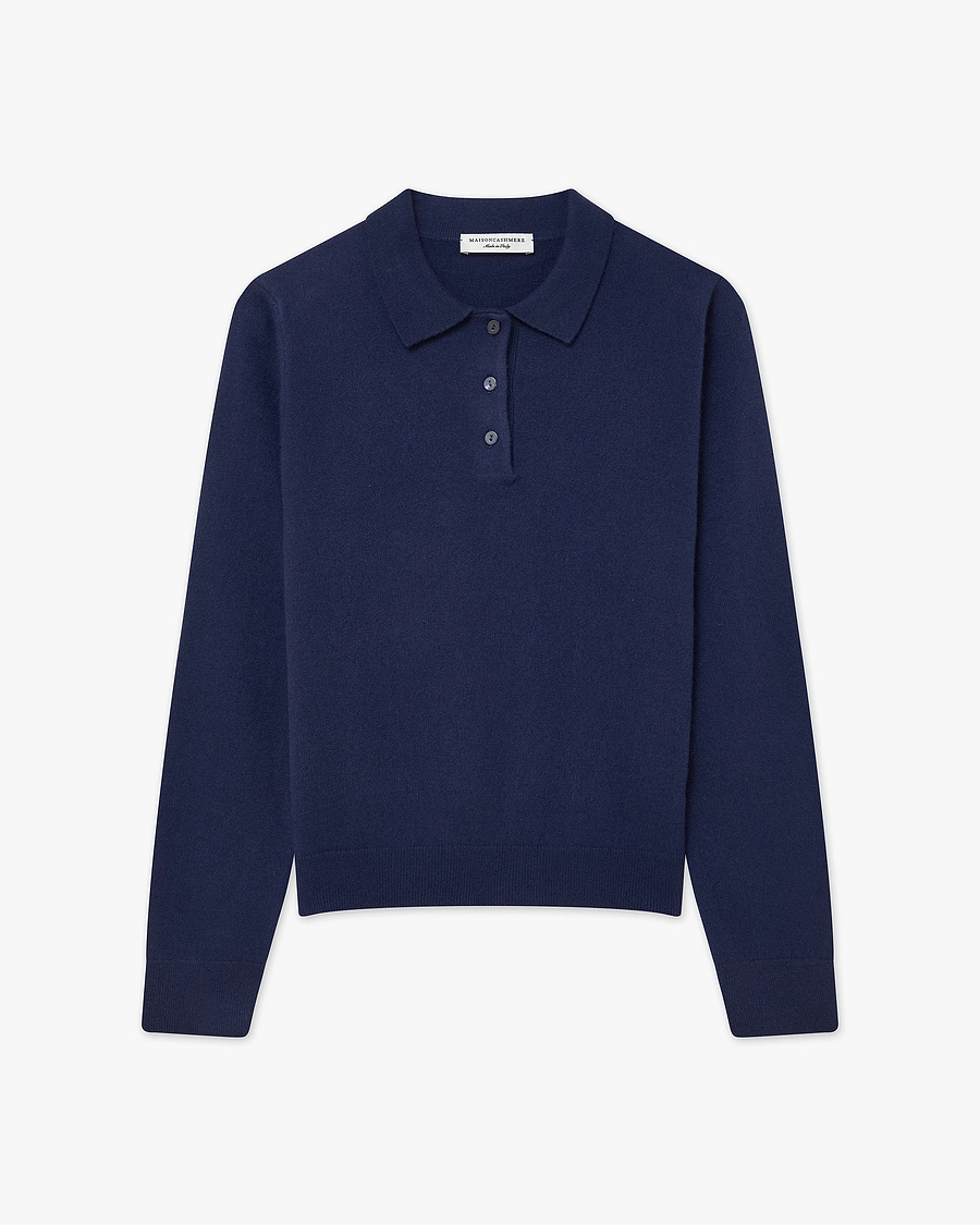 Women's Tribeca Polo Sweater - Blue Cashmere