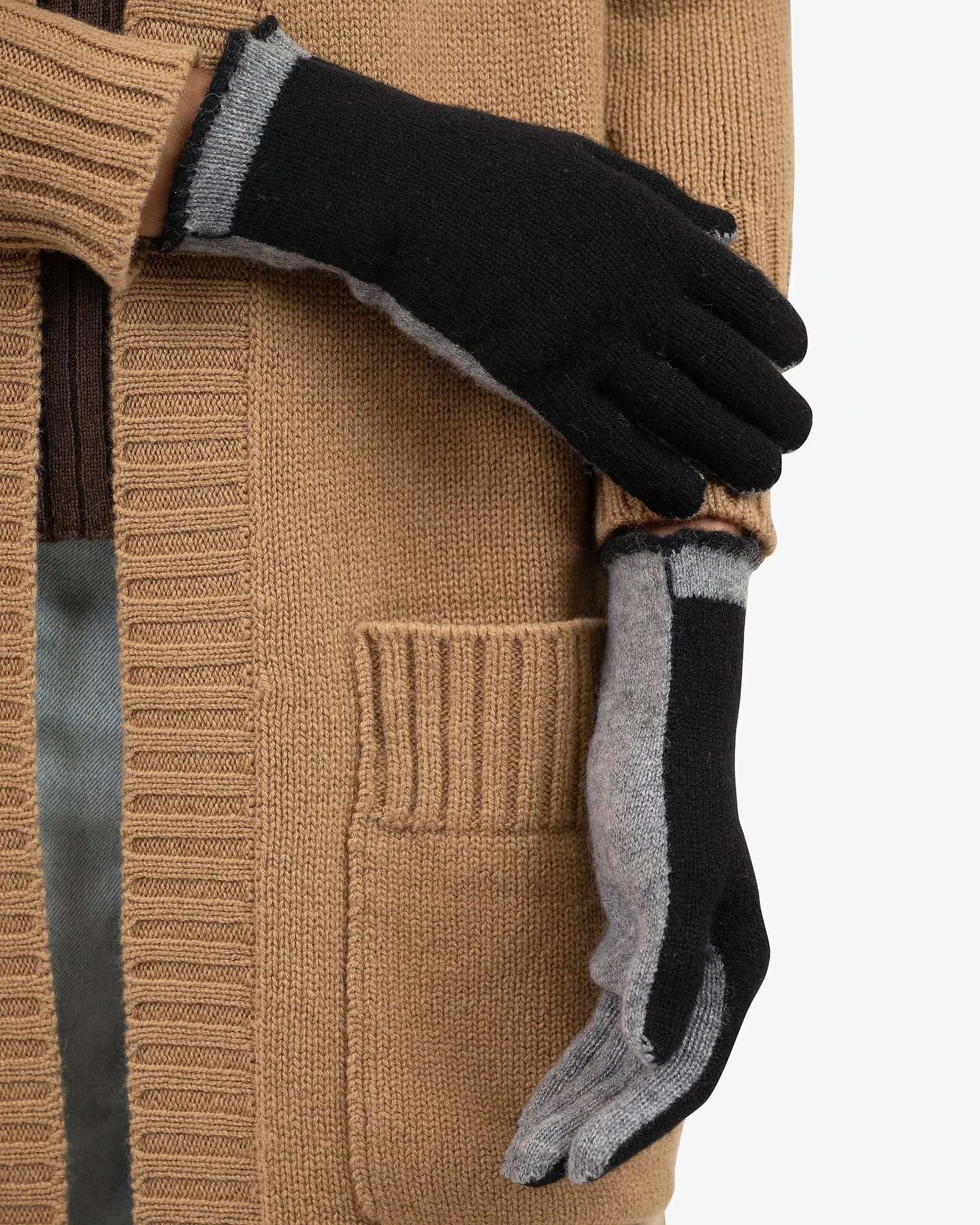 Two-Tone Gloves - Medium Grey Cashmere