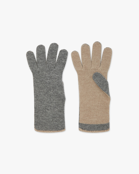 Two-Tone Gloves - Medium Grey Cashmere