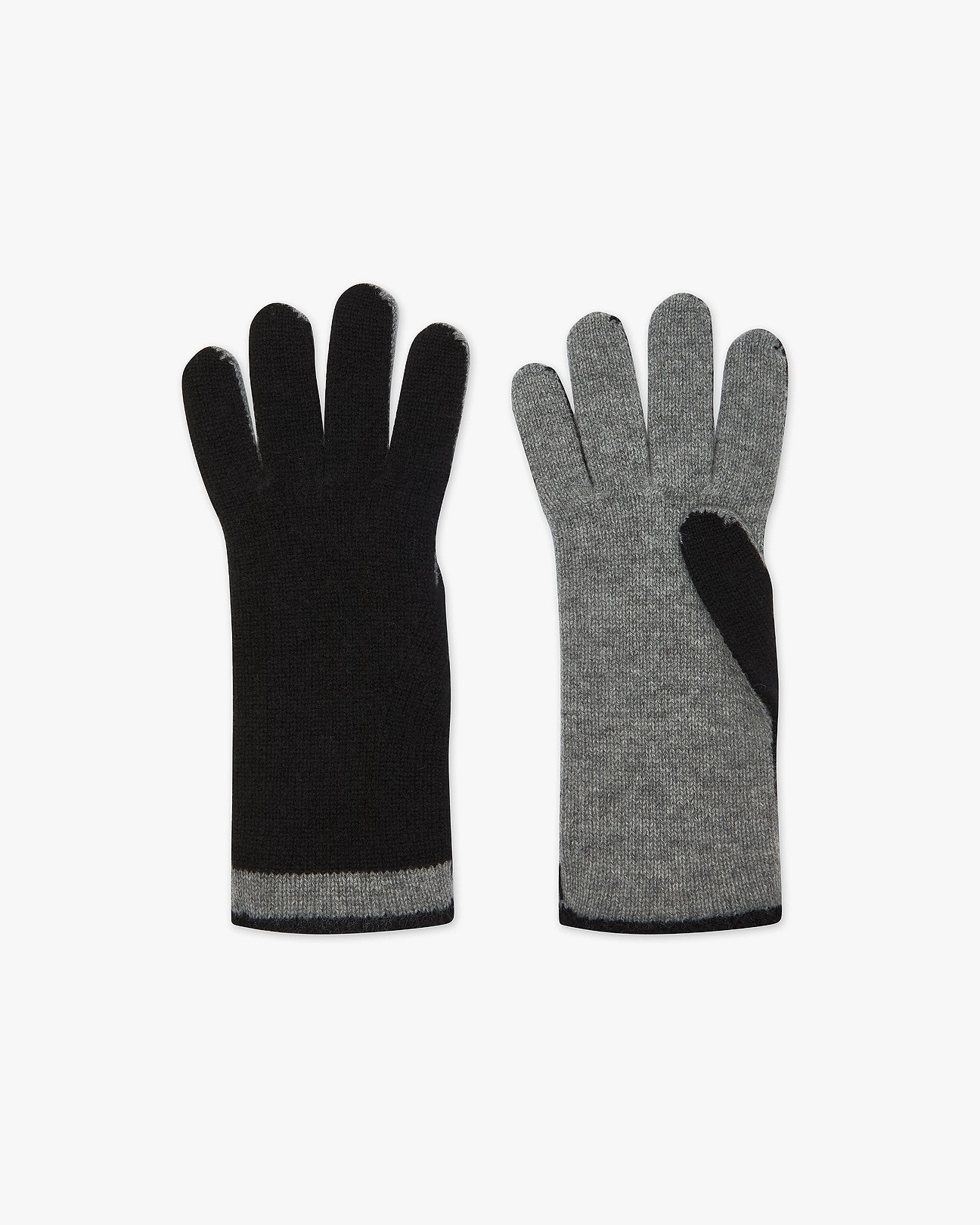 Two-Tone Kaschmir Handschuhe Damen - Mittelgrau