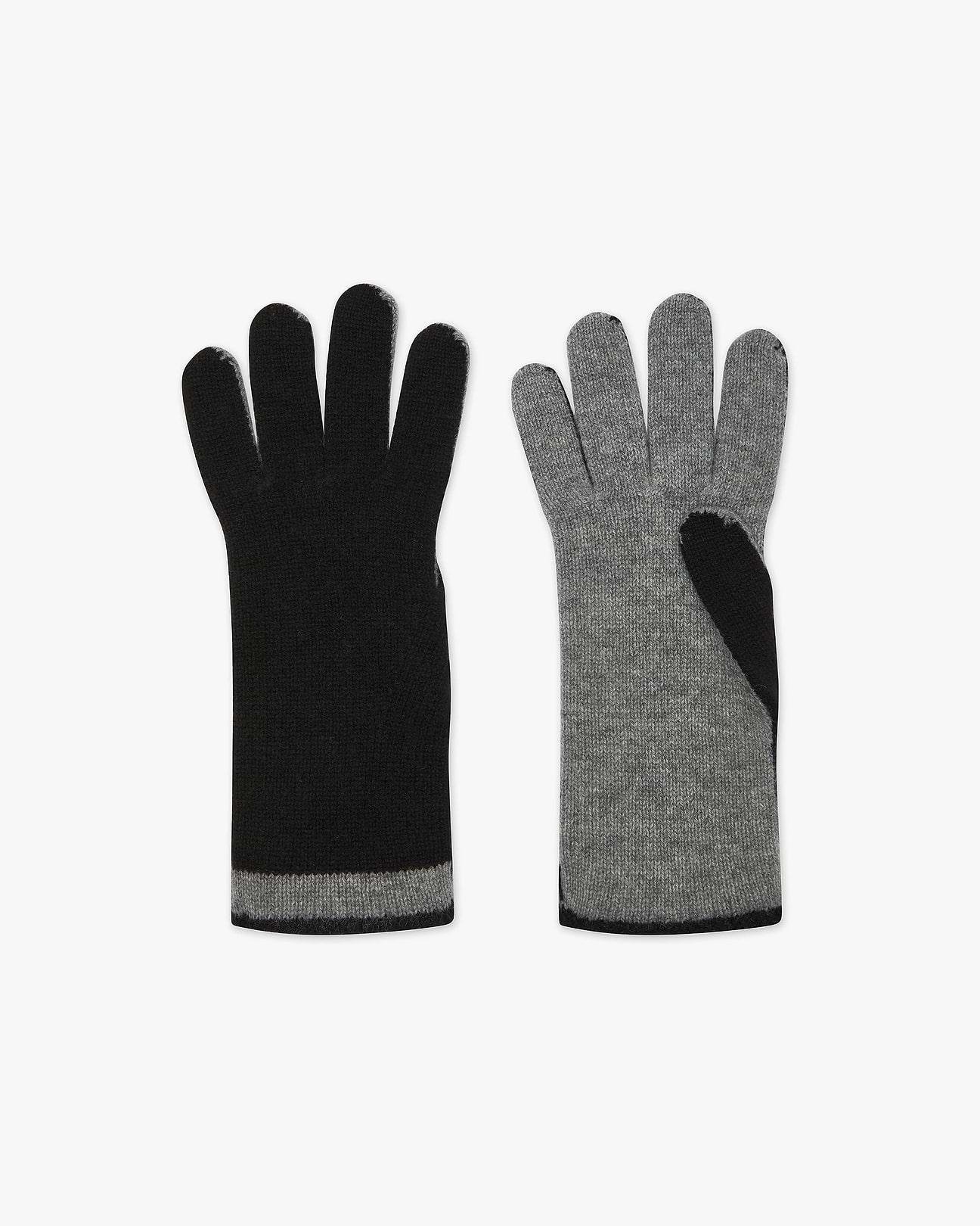 Two-Tone Kaschmir Handschuhe Damen - Mittelgrau