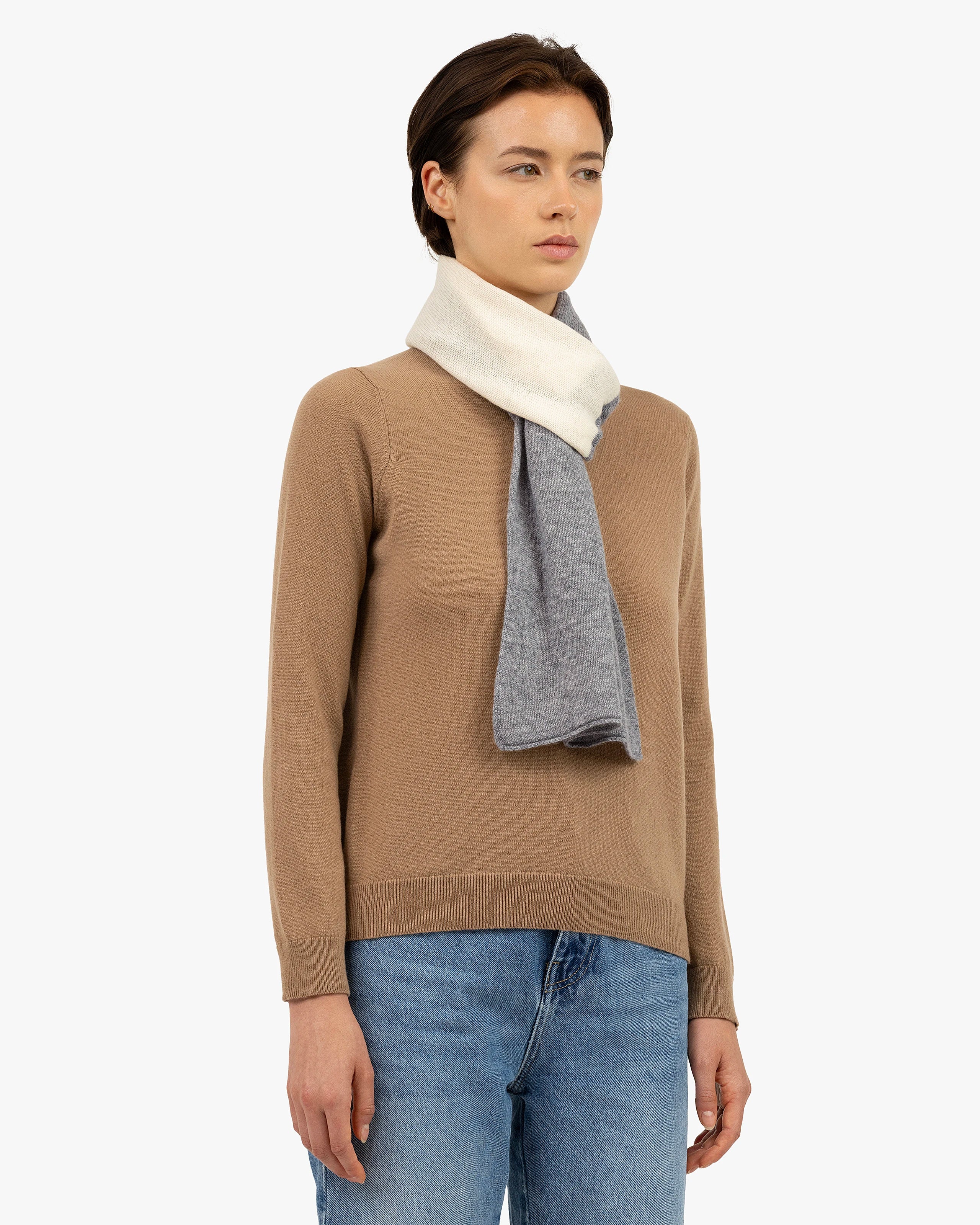 Women's Two-Tone Scarf - Medium Grey Cashmere