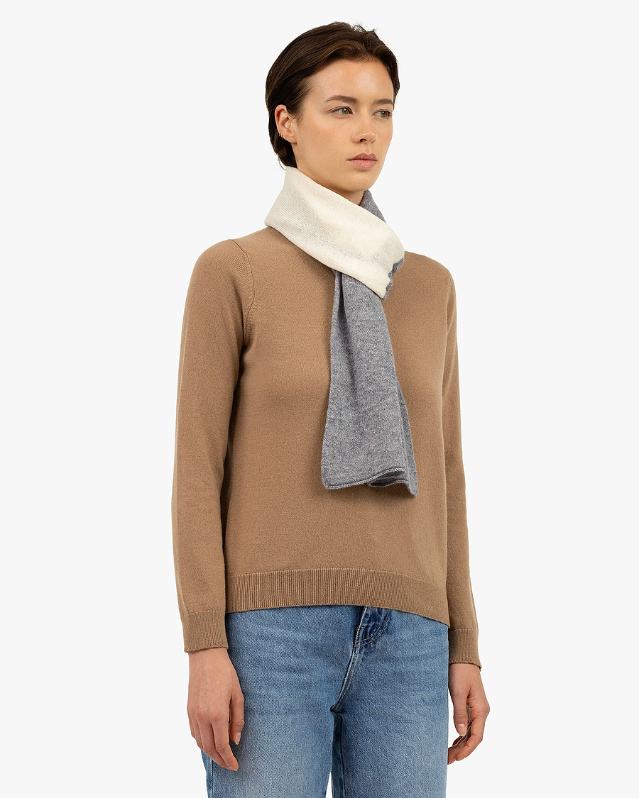 Women's Two-Tone Scarf - Medium Grey Cashmere