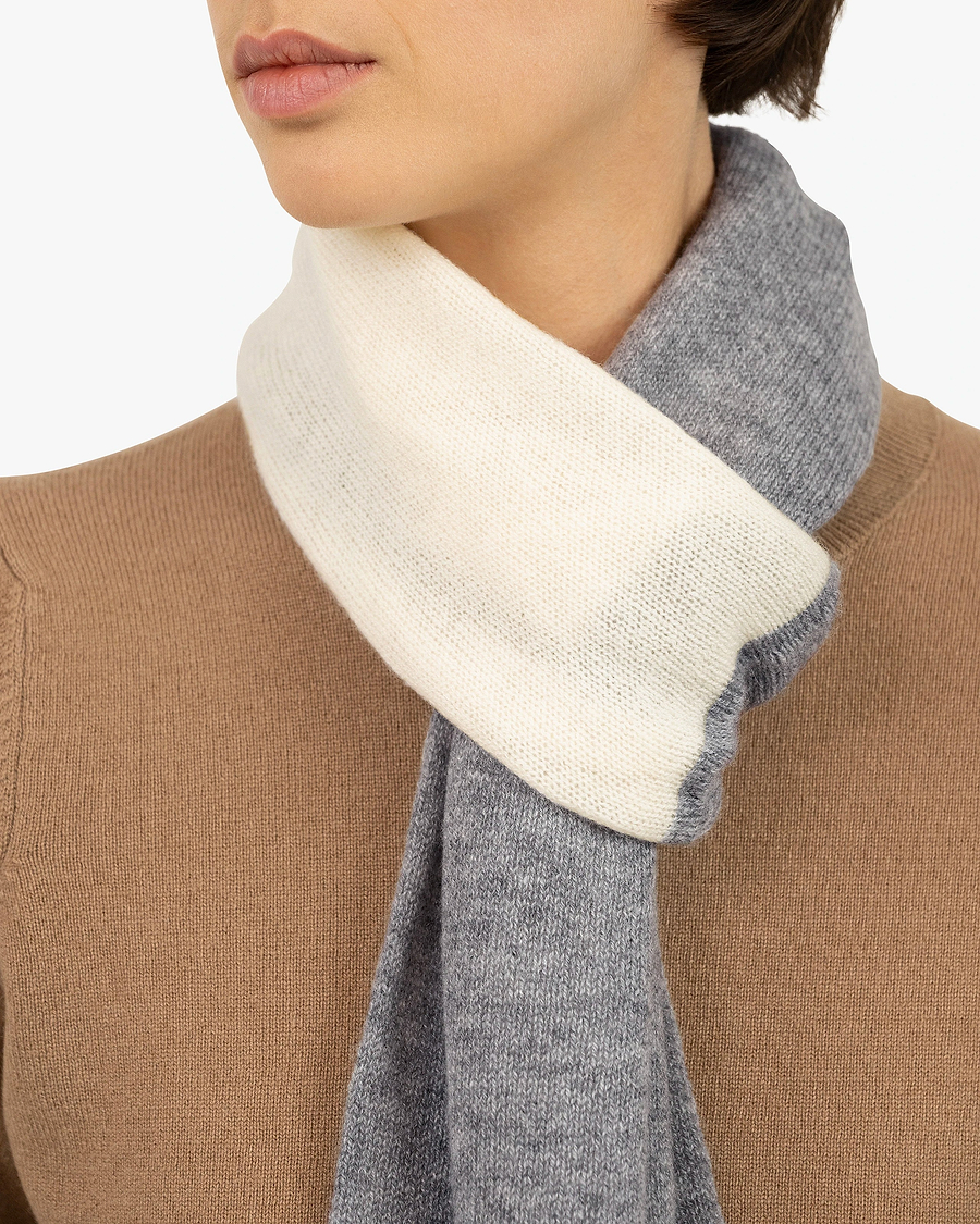 Women's Two-Tone Scarf - Medium Grey Cashmere