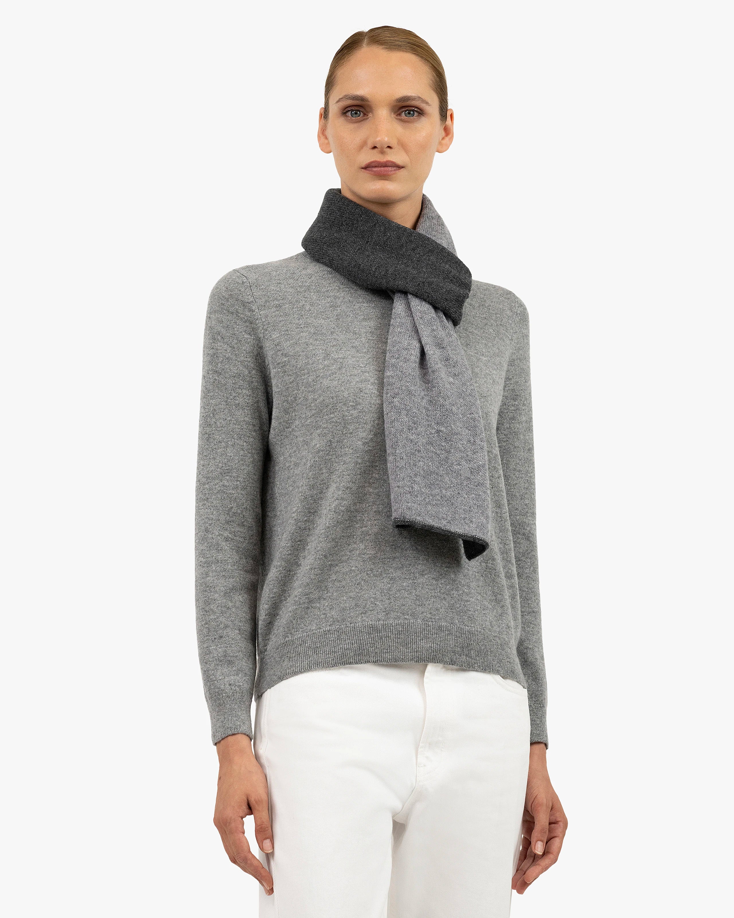 Women's Two-Tone Scarf - Charcoal Cashmere