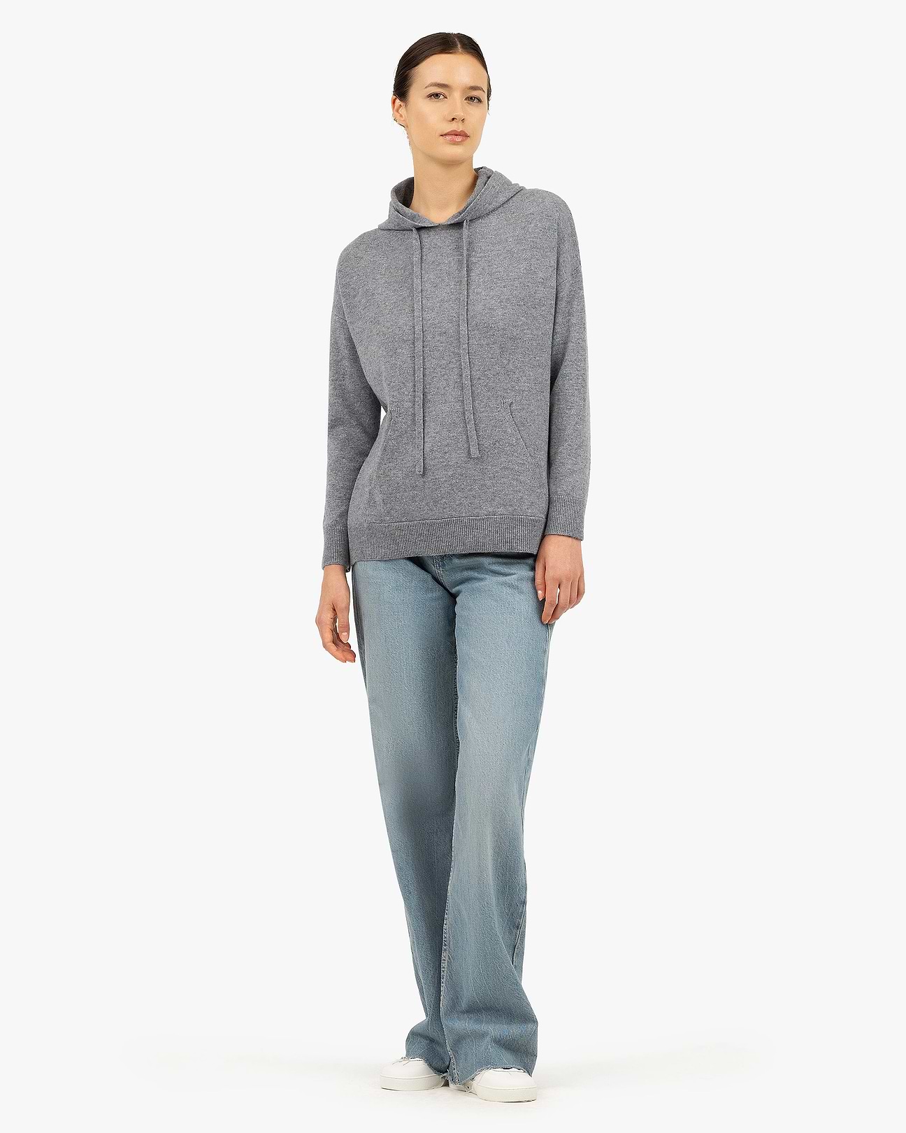 Women's Velia Maxi Cashmere Hoodie - Medium Grey | MaisonCashmere Women's Velia Maxi Cashmere Hoodie - Medium Grey | MaisonCashmere