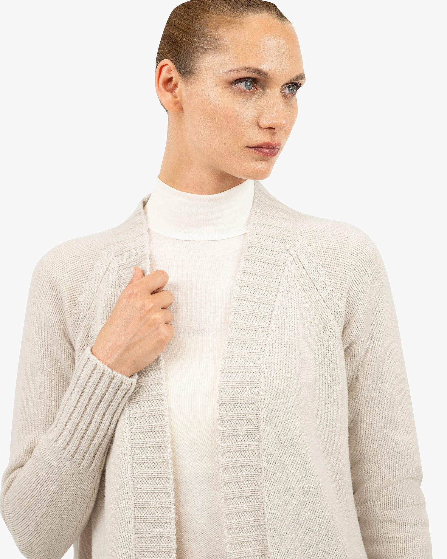 Dalmar Long Cardigan - White Merino / Cashmere
