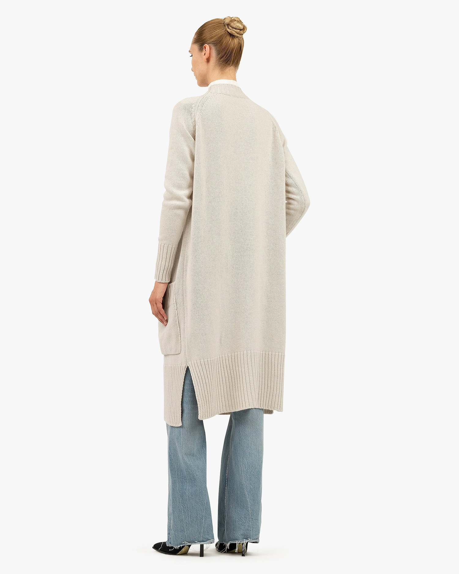 Dalmar Long Cardigan - White Merino / Cashmere