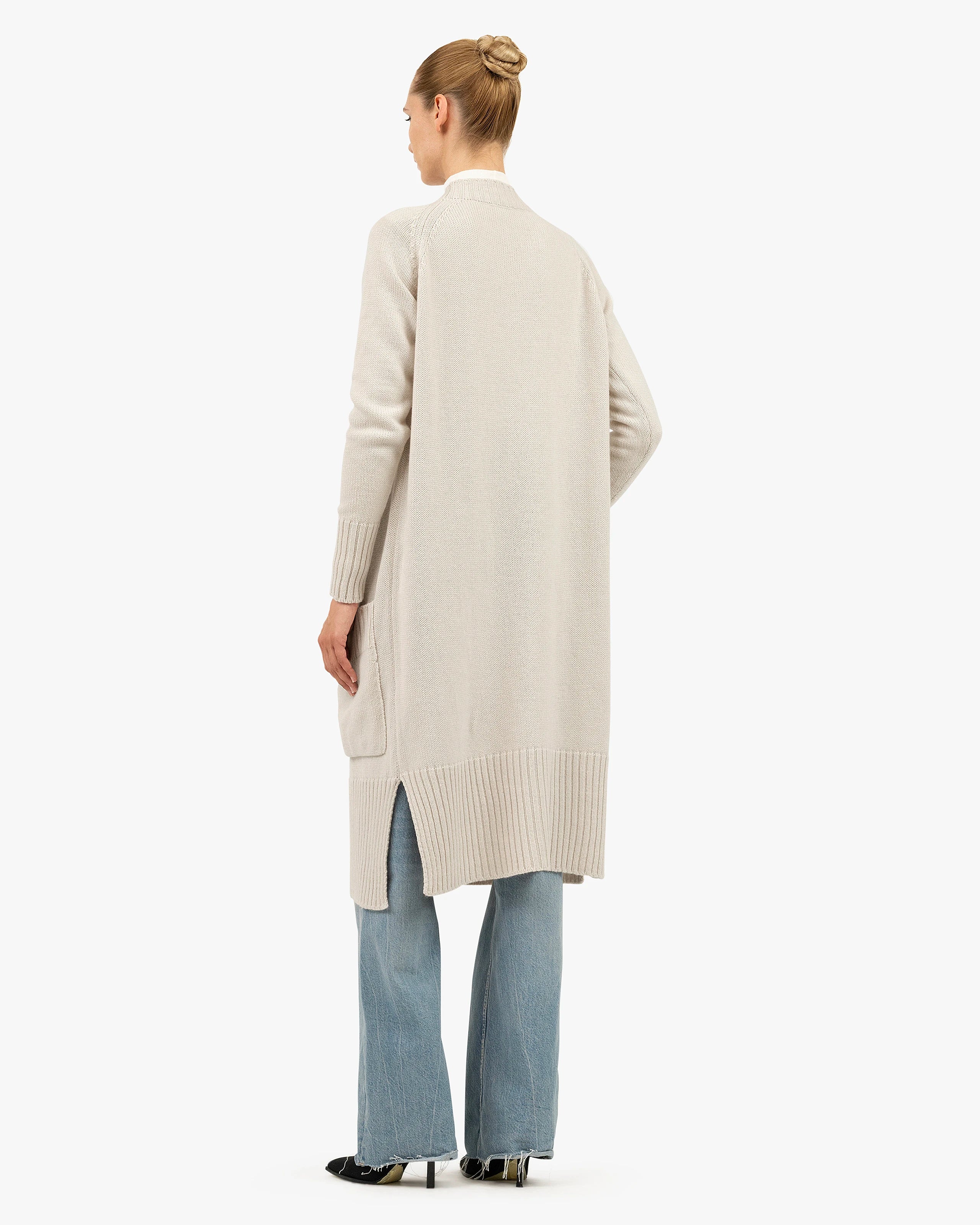 Dalmar Long Cardigan - White Merino / Cashmere