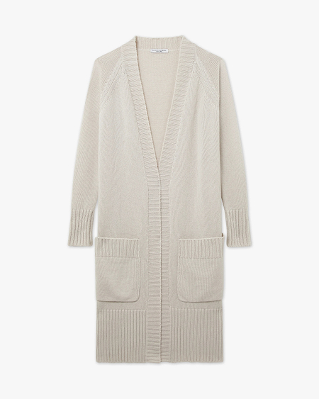 Dalmar Long Cardigan - White Merino / Cashmere