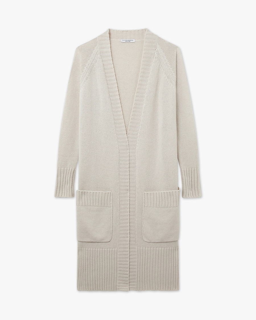 Dalmar Long Cardigan - White Merino / Cashmere