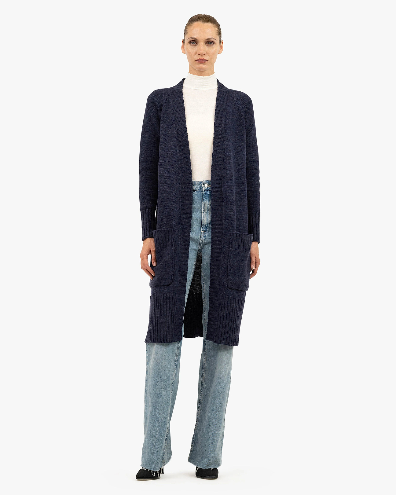 Women's Dalmar Wool-Cashmere Cardigan - Blue | MaisonCashmere
