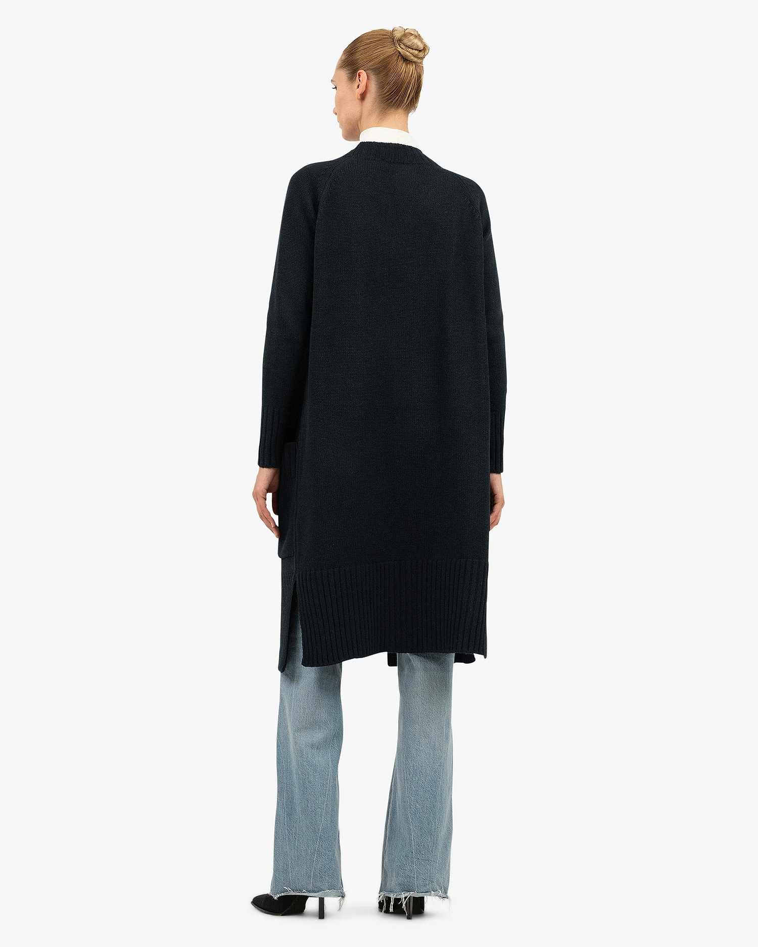 Dalmar Long Cardigan - Black Merino / Cashmere