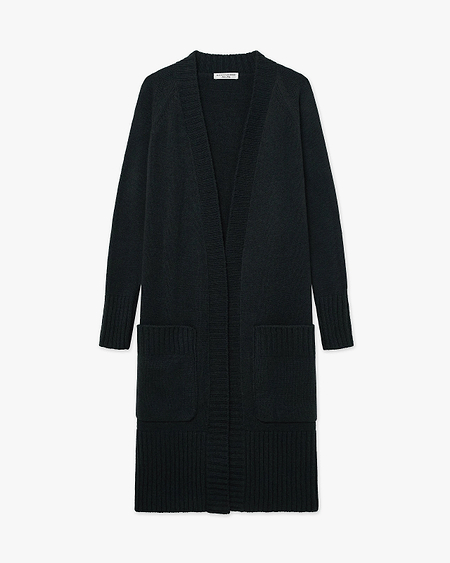 Dalmar Long Cardigan - Black Merino / Cashmere