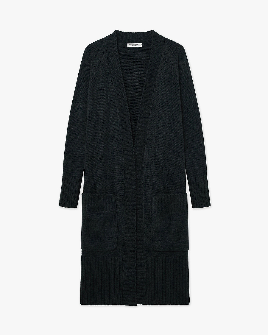 Dalmar Long Cardigan - Black Merino / Cashmere