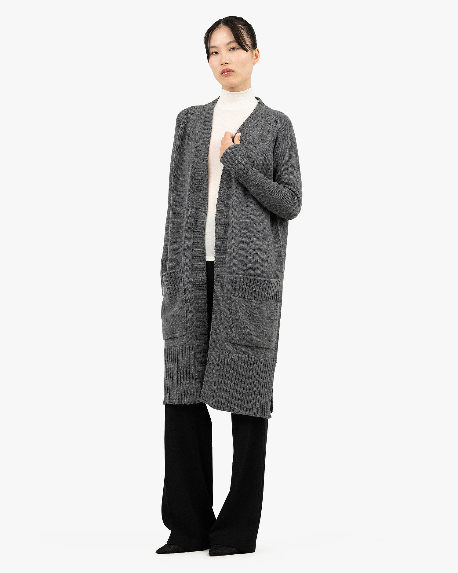 Dalmar Long Cardigan - Medium Grey Merino / Cashmere