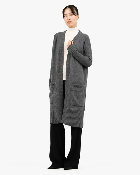 Dalmar Long Cardigan - Medium Grey Merino / Cashmere