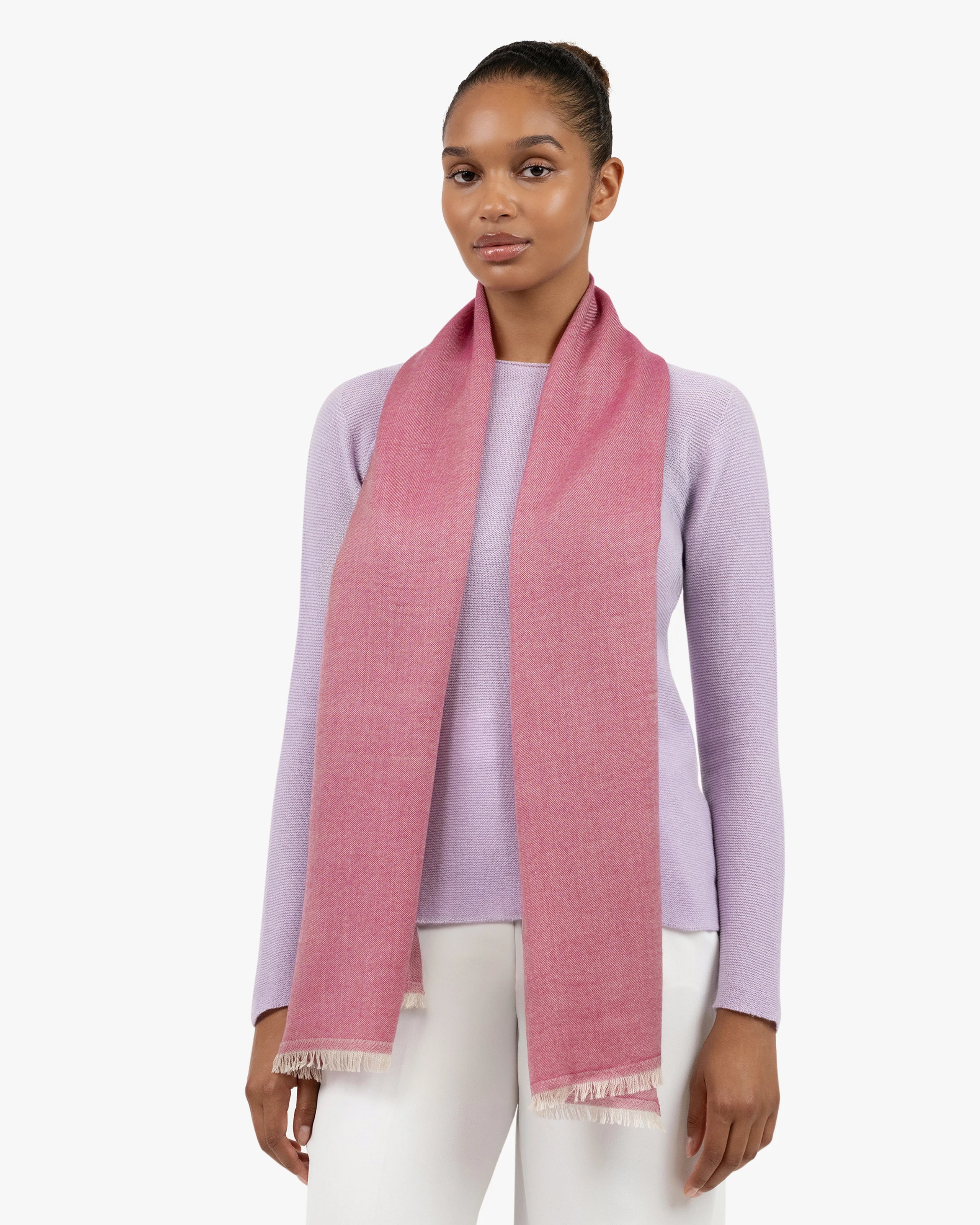 Echarpe étole châle scarf ROSE FUSHIA unie cachemire laine top qualité