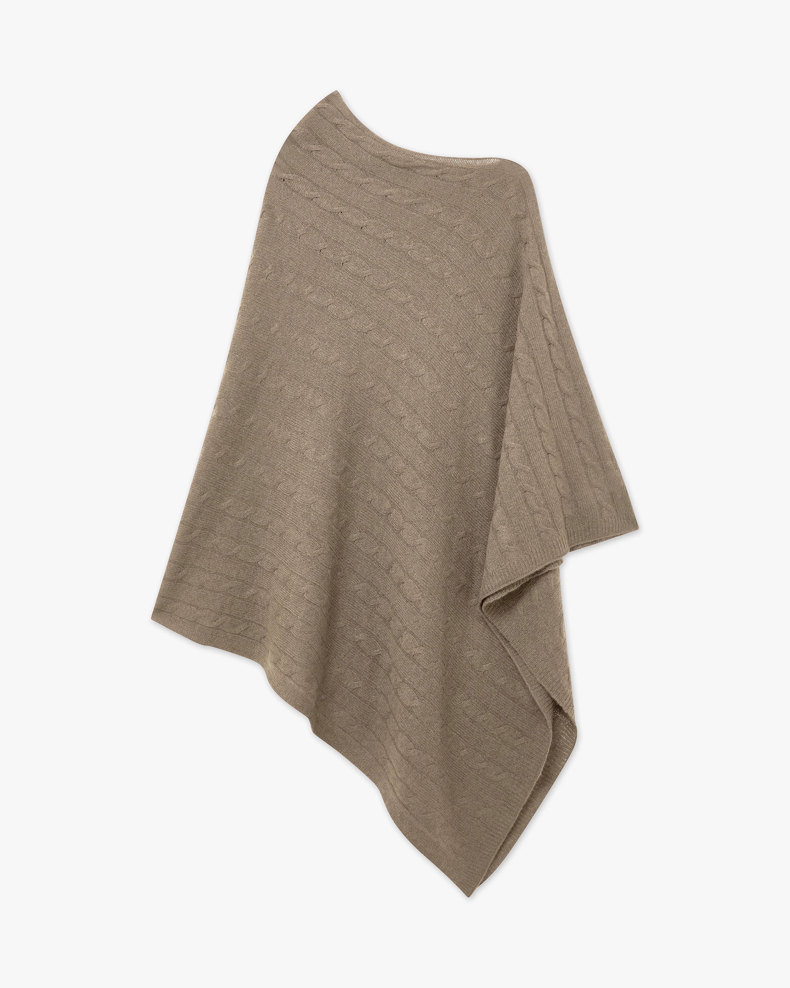 Zopfmuster Essential Poncho - Taupe - Archiv